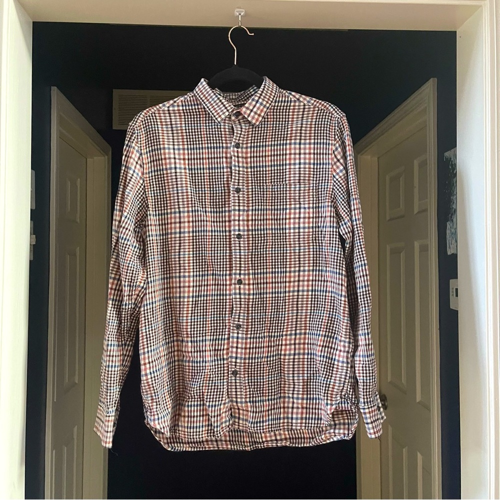 Topman Button up Plaid Long-Sleeved Shirt